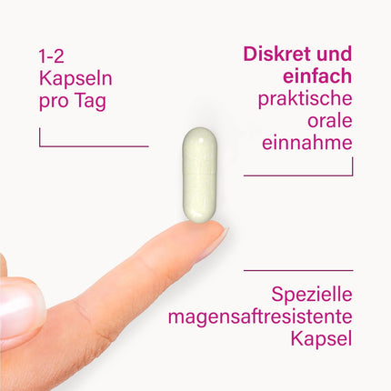 Nupure® Lacto Intim pienskābes baktērijas maksts baktēriju regulēšanai, kā arī biotīns gļotādām, iekšķīgai lietošanai, maksts probiotikas, 20 kapsulas, vegānas, bez laktozes.