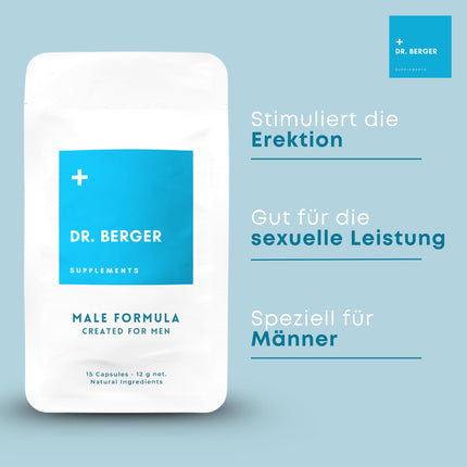 MALE FORMULA – vīriešu uztura bagātinātājs ar maka, L-arginīnu, tribulusu un žeņšeņu – dabisks atbalsts vīriešu vitalitātei un enerģijai – 15 kapsulas