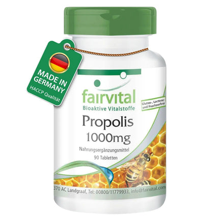 Fairvital | Bišu propoliss 1000 mg - dabīgs bišu sveķu ekstrakts - ar 3% galangīna - AUGSTA DEVA - 90 tabletes