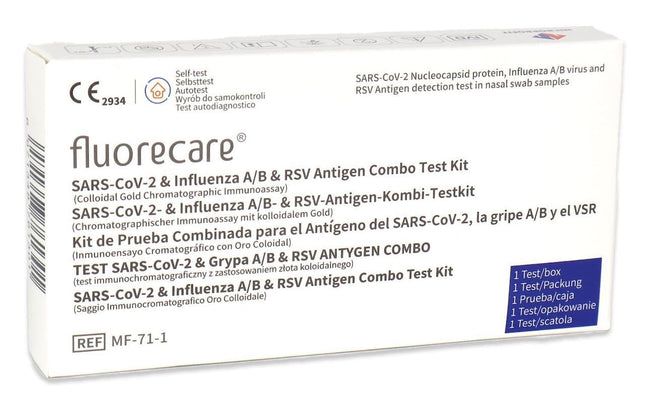 fluorecare SARS-CoV-2, gripas A/B un RSV kombinētais eksprestests, koronavīrusa eksprestests
