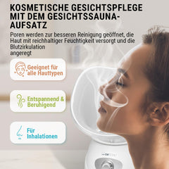 Clatronic® 2in1 sejas sauna un inhalācijas ierīce | Sejas tvaicētājs, ieskaitot aroma uzgali un inhalatoru | kosmētiskai sejas kopšanai un inhalācijām | 3 līmeņi tvaika dozēšanai pēc pieprasījuma | GS3656