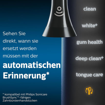 Philips Sonicare Original W2 Optimal White standarta zobu birstes uzgaļi Sonic zobu birstēm – 4 uzgaļu iepakojums, melnā krāsā (modelis HX6064/11)