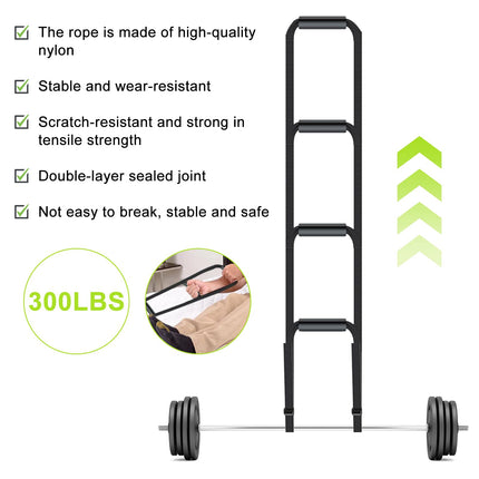 VOSSOT gultas kāpņu pacelšanas palīglīdzeklis, gultas margu palīgrokturis, regulējamas gultas kāpnes, virvju kāpnes, gultas atbalsta ierīces, regulējamas ar pirkstu trenažieri vecāka gadagājuma cilvēkiem, slimniekiem, invalīdiem, 232 cm × 18 cm