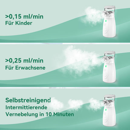 Inhalators, JOSSIS inhalators bērniem un pieaugušajiem, daļiņu izmērs 1–5 µm, regulējama aerosola migla, USB C uzlādējams inhalators