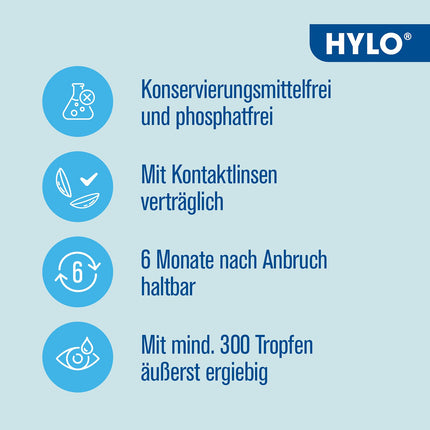 HYLO COMOD acu pilieni sausām acīm ar hialuronskābi, dubultiepakojumā 2x10 ml