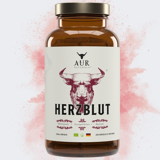HERZBLUT (90 kapsulas) - spēcīga sinerģija sportistiem no Beefheart &amp; Beefliver; enerģijas iegūšanai; Veiktspēja; asins veidošanās; dzelzs vielmaiņa; 100% vācu, dabīgs un bioloģisks