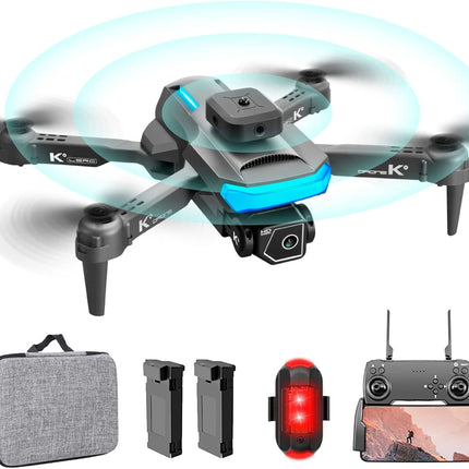 OBEST drons ar 4K kameru, tālvadības kvadrokopters ar FPV tiešraides pārraidi, šķēršļu apiešana, pacelšanās/nosēšanās ar vienu taustiņu, bezgalvas režīms, 3D pagriezieni, 2 baterijas, mini drons bērniem un iesācējiem