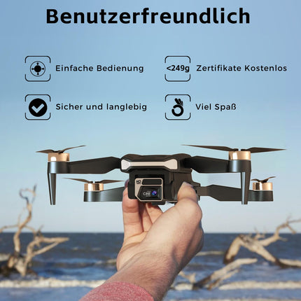 Izturīgs bezkontaktu motora drons ar 84 minūšu īpaši ilgu lidojuma laiku, drons ar 4K HD kameru iesācējiem, CHUBORY A77 WiFi FPV kvadrokopters, sekošanas režīms, automātiska nolaišanās, 3 baterijas, pārnēsāšanas soma