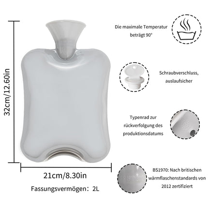 OBSGUMU karstā ūdens pudele ar vāku – 2L necaurlaidīga karstā ūdens pudele liela ar ķengura kabatu, mīkstas, pūkainas karstā ūdens pudeles, mīļa gultas pudele, karstā ūdens pudele bērniem un pieaugušajiem (zila)