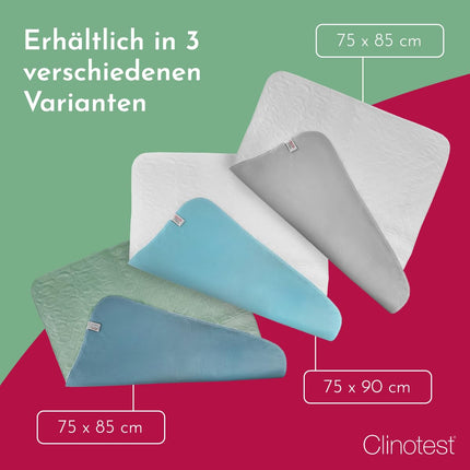 Clinotest nesaturēšanas ieliktņu komplekts (2 gab.) – Oeko-TEX sertificēts, ūdensnecaurlaidīgs un elpojošs gultas ieliktnis, 75x90 cm, absorbējošs matrača aizsargs nesaturēšanas gadījumā, aizsardzība pret mitrumu, mazgājams – balts/zils