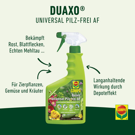 Compo Duaxo Universal Fungus-free AF, apkaro sēnīšu slimības dekoratīvajiem augiem, dārzeņiem un garšaugiem, gatavs lietošanai, 750 ml