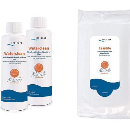 STRICKER kondicionieris Waterclean 2 x 250 ml un vinila tīrīšanas salvetes Easylife 1 x 15 gab.