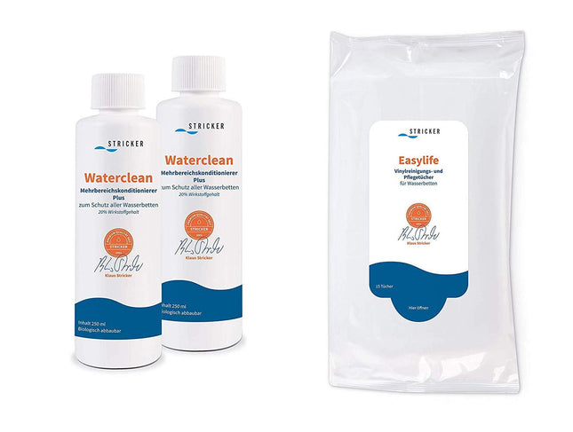 STRICKER kondicionieris Waterclean 2 x 250 ml un vinila tīrīšanas salvetes Easylife 1 x 15 gab.