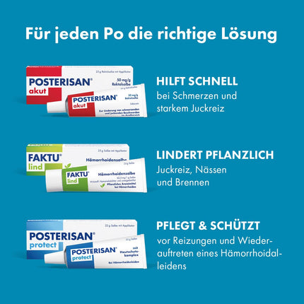 Posterisan acute 50 mg/g rektālā ziede ar aplikatoru: Ātra sāpju un stipras niezes mazināšana, 25 g