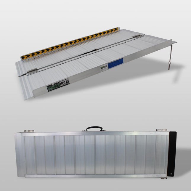 TRUTZHOLM ratiņkrēslu rampa, salokāma, 122 cm, celtspēja 272 kg, alumīnija, pelēka, rievota piekļuves rampa