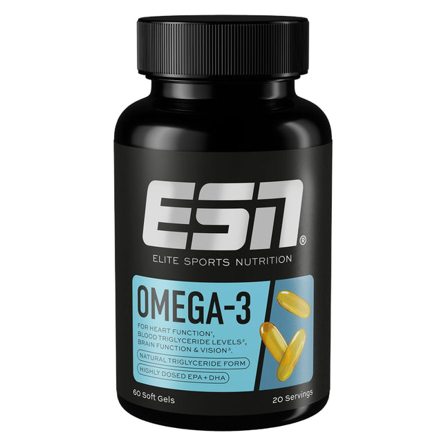 ESN Omega-3, 60 kapsulas, augsta EPA un DHA deva, 1200 mg EPA un 900 mg DHA vienā porcijā - ražots Vācijā