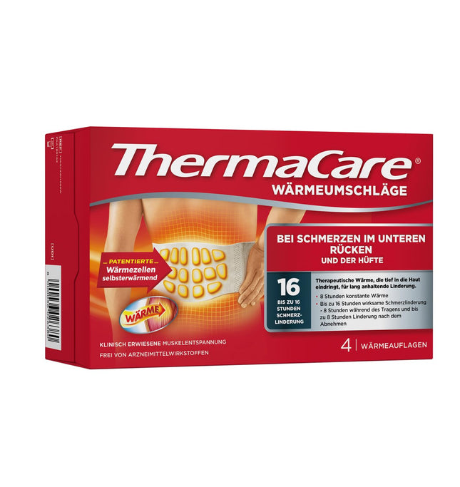 ThermaCare siltuma plāksteri muguras lejasdaļai, 4 gabali, muguras lejasdaļas un gūžas sāpēm, oriģināls Angelini Pharma Vācijas produkts