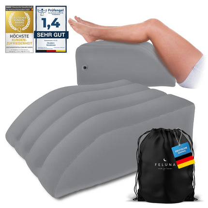 Ergonomisks ķīļveida spilvens gulēšanai, piepūšams ortopēdisks kāju pacēlums kāju un muguras sāpju mazināšanai, kāju atbalsta spilvens ceļgalam, pēdai un potītei pēc operācijas (pelēks)