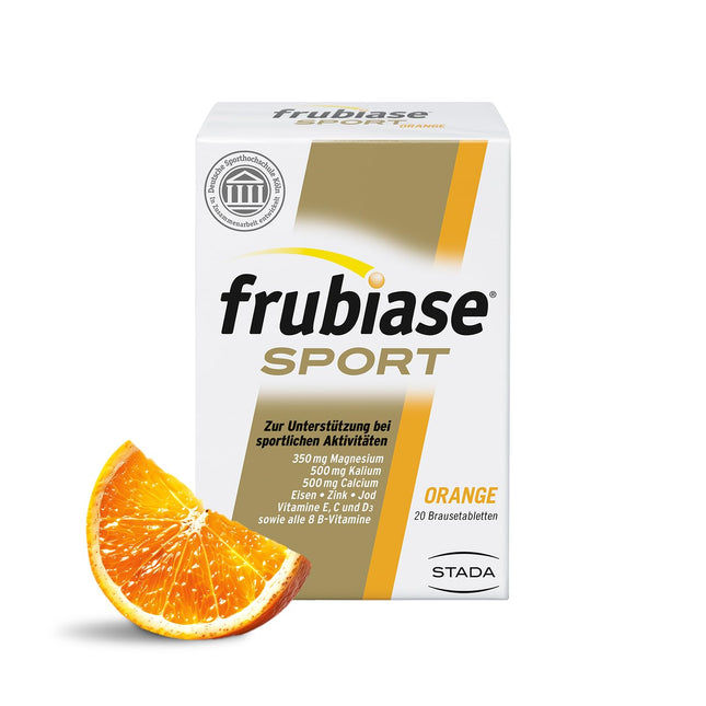 frubiase SPORT Orange - Izotonisks sporta dzēriens - Elektrolīti, lielas devas minerālvielas, multivitamīni, mikroelementi - lai atbalstītu sniegumu un atjaunošanos - 20 putojošās tabletes