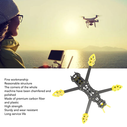 KENANLAN kvadrokoptera rāmja komplekts, FPV sacīkšu drona rāmis profesionāls 225 mm riteņu bāzes oglekļa šķiedras kvadrokoptera rāmis RC drona piederumi (dzeltens)