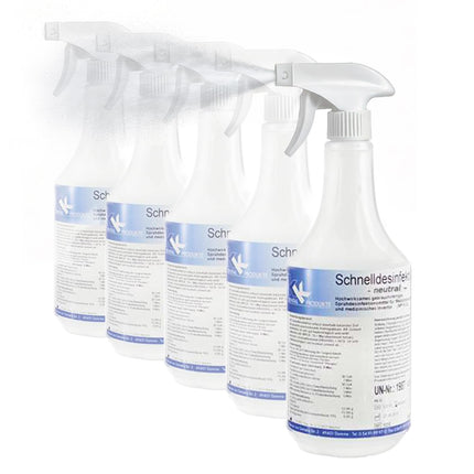 KK ātrās dezinfekcijas līdzeklis praktiskā smidzināšanas pudelē, 5 x 1 l, virsmu dezinfekcijas līdzeklis, smarža: neitrāla, aerosols tādu virsmu kā darba virsmu, durvju rokturu, rotaļlietu dezinfekcijai