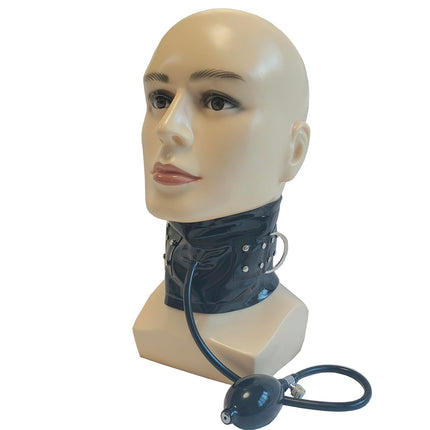 GREEFEI lateksa gumijas piepūšamā kaklarota ar rāvējslēdzēju, lateksa cosplay apkakles kostīms ar kaklarotu XXXL