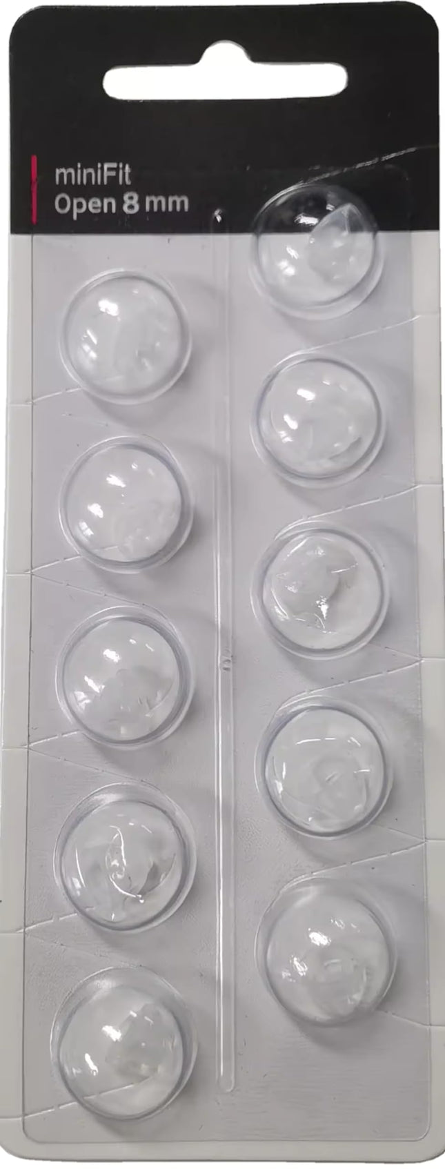 EWANTO miniFit 10 gab. blisteriepakojumā, 8 mm. Atverams kā Oticon kupoliņi Oticon miniFit ex uztvērējam.