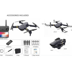 Drons ar kameru 4K pilns komplekts Airon drons bērniem un pieaugušajiem Raptor 8K drons Mini drons salokāms kvadrokopters, 120° panorāmas režīms, palēninātas kustības režīms, 360° rotācija