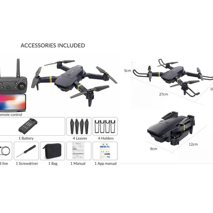 Drons ar kameru 4K pilns komplekts Airon drons bērniem un pieaugušajiem Raptor 8K drons Mini drons salokāms kvadrokopters, 120° panorāmas režīms, palēninātas kustības režīms, 360° rotācija