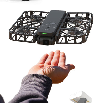 HOVERAir X1 drons ar kameru, pašlidojošs kameras drons ar sekošanas režīmu, mini kabatas izmēra drons, HDR video ierakstīšana, inteliģenti lidojuma maršruti, brīvroku vadība, melns (kombinācija)