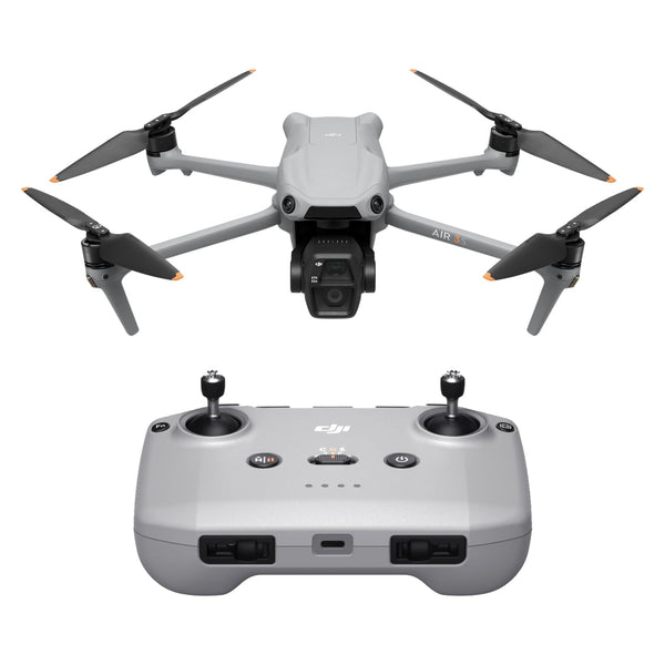 DJI Air 3S (RC-N3), drons ar 4K kameru, divu kameru drons ar 1 collas CMOS platleņķa kameru, 4K/60 kadri/s HDR video un 14 dinamiskā diapazona iestatījumiem, maksimālais lidojuma laiks 45 minūtes, 20 km video pārraide
