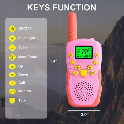 TUCHUNME Walkie Talkie Kids, uzlādējams 8 kanālu āra rotaļu divvirzienu radio ar lukturīti, dāvanas zēniem un meitenēm, liela darbības rādiusa piedzīvojumiem brīvā dabā, kempingam, pārgājieniem