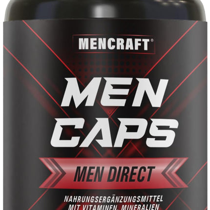 MENCRAFT MEN DIRECT - Vīriešu īpaši stipras kapsulas - INSTANT formula ar augstu devu - ar L-arginīnu, maka, Tribulus Terrestris, žeņšeņu, 60 kapsulas