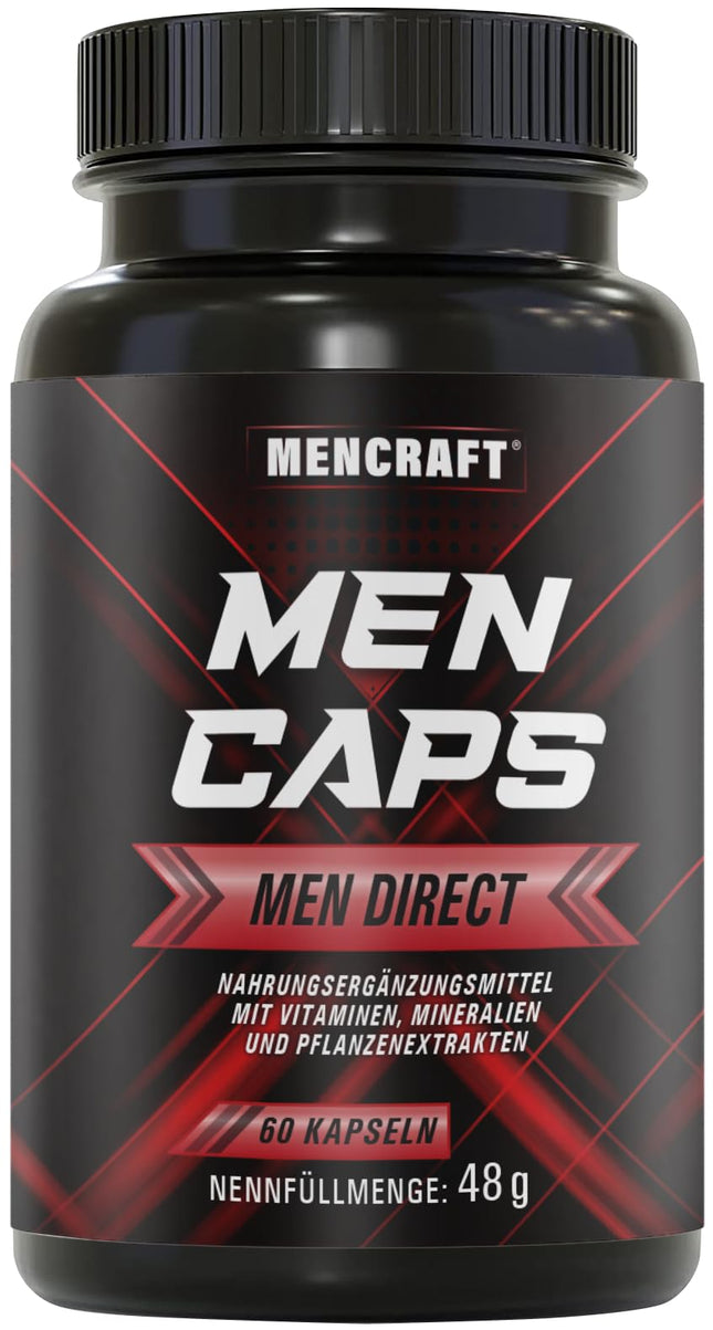 MENCRAFT MEN DIRECT - Vīriešu īpaši stipras kapsulas - INSTANT formula ar augstu devu - ar L-arginīnu, maka, Tribulus Terrestris, žeņšeņu, 60 kapsulas