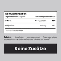 Magnija citrāta kapsulas 240, 1480 mg magnija kompleksa pulveris ar augstu devu (444 mg elementārā Mg) vegāns, bez piedevām, magnija citrāta pulveris laboratorijai/sportam, Mg citrāts VitaBright