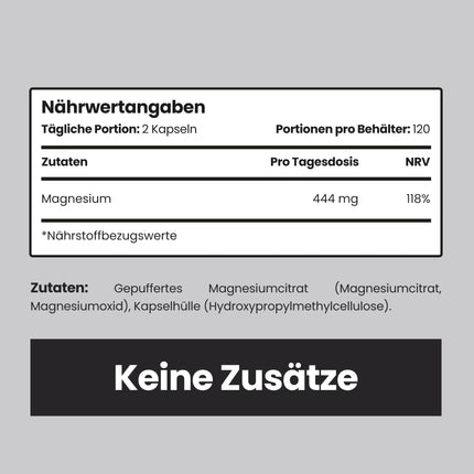 Magnija citrāta kapsulas 240, 1480 mg magnija kompleksa pulveris ar augstu devu (444 mg elementārā Mg) vegāns, bez piedevām, magnija citrāta pulveris laboratorijai/sportam, Mg citrāts VitaBright