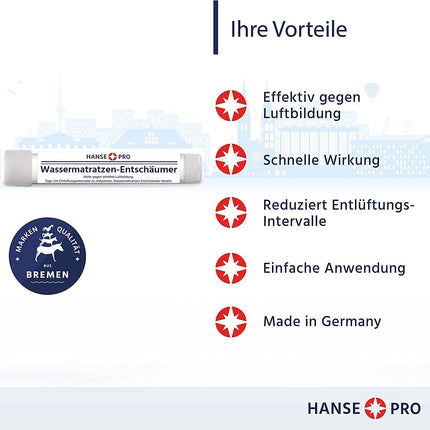 Hanse Pro Air Binder komplekts ūdensgultām, 2 x 250 ml Air Stop, 2 x 15 ml ūdensgultas putu slāpētājs | Aprūpe | Gaisa saistviela | Gaisa šķīdinātājs | Novērš gaisa troksni ūdensgultās | Burbuļu apturēšana
