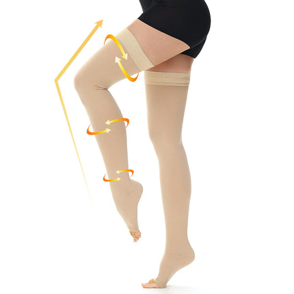 Beister medicīniskās kompresijas zeķes sievietēm un vīriešiem, augšstilbu atbalsta zeķes ar atvērtu purngalu 20-30 mmHg pakāpenisks atbalsts, tūskas kompresijas zeķes dziļo vēnu trombozes ārstēšanai, lidojuma zeķes