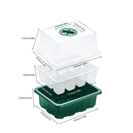 OPAHUTER iekštelpu siltumnīcas pavairotājs, 5 sēklu sākuma paplāšu pavairošanas kaste ar mitrumu regulējamiem kupolveida vākiem, audzēšanas paplātes sēklām, 12 šūnas paplātē