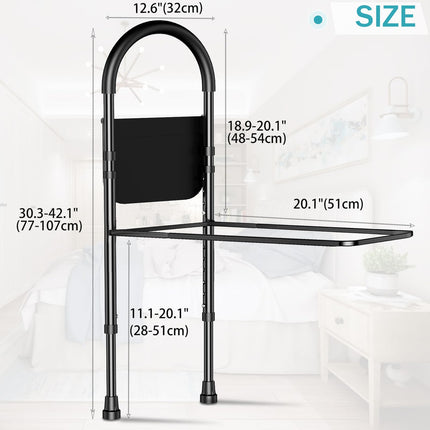 Kaucytue drošības gultas margas Drošas gultas margas vecāka gadagājuma cilvēkiem ar uzglabāšanas somu un atbalsta kājām, gultas margu aizsardzība pret kritieniem, gultas stāvvada gultas rokturis ar regulējamu augstumu