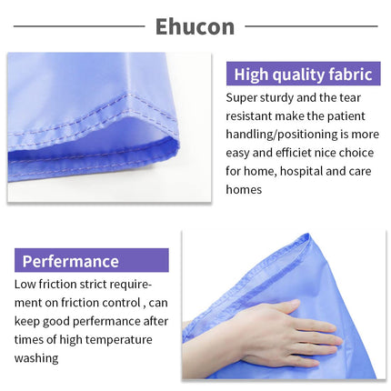 Ehucon pacienta plakanā pārvietošanas slīdpaklājs — 55"x79" pacientu/gados vecāku cilvēku/senioru pārvietošanai automašīnās/ratiņkrēslos/gultās, vienkārša pārvietošana un pārvietošana, atkārtoti lietojams un mazgājams, violets