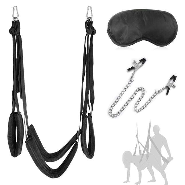 BDSMJOY Mīlestības šūpoles Seksa šūpoles Seksa rotaļlieta pāriem Ekstrēms sekss, Mīlestības šūpoles Seksa mēbeļu ierobežojumi Seksa komplekts ar krūtsgalu skavām Krūtsgala ķēde, aizsietām acīm Seksa gulta, Seksa šūpoles Kravnesība līdz 150 kg