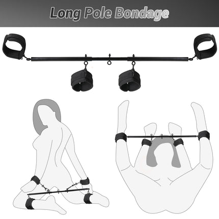 Sevenup Spreader Bar Bondage seksa rotaļlieta ar kakla apkakli, plaukstas locītavas un potītes aproču komplektiem, BDSM verdzības komplekts, regulējama rokudzelžu apkakle pieaugušiem pāriem