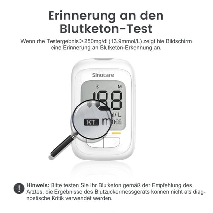 sinocare asins glikozes mērītāja komplekts, uzlabots glikozes mērītājs ar testa strēmelītēm 50, piemērots iesācējiem un vecāka gadagājuma cilvēkiem (Safe AQ pro I asins glikozes mērītāja komplekts 50)