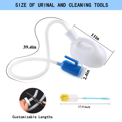 testyu 2000ml pisuāra pudeles unisex ar turētāju, hermētisku vāku un šļūteni, pārnēsājama pisuāra pudele vīriešiem un sievietēm ar tīrīšanas birsti invalīdiem, vecāka gadagājuma cilvēkiem, automašīnām, kempingam, balta