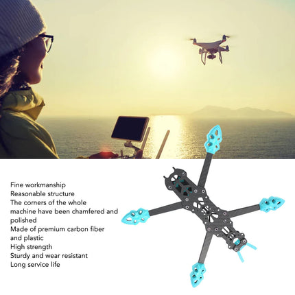 ZLXHDL FPV drona rāmis, 225 mm oglekļa šķiedras sacīkšu kvadrokoptera rāmis, profesionāla riteņu bāze RC dronu aksesuāriem, H formas dizains (zils)