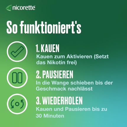 NICORETTE košļājamā gumija 4mg Whitemint – Nikotīna košļājamā gumija smēķēšanas atmešanai – Zobus balinoša iedarbība – Piparmētru garša – 4mg nikotīna – 105 gab.
