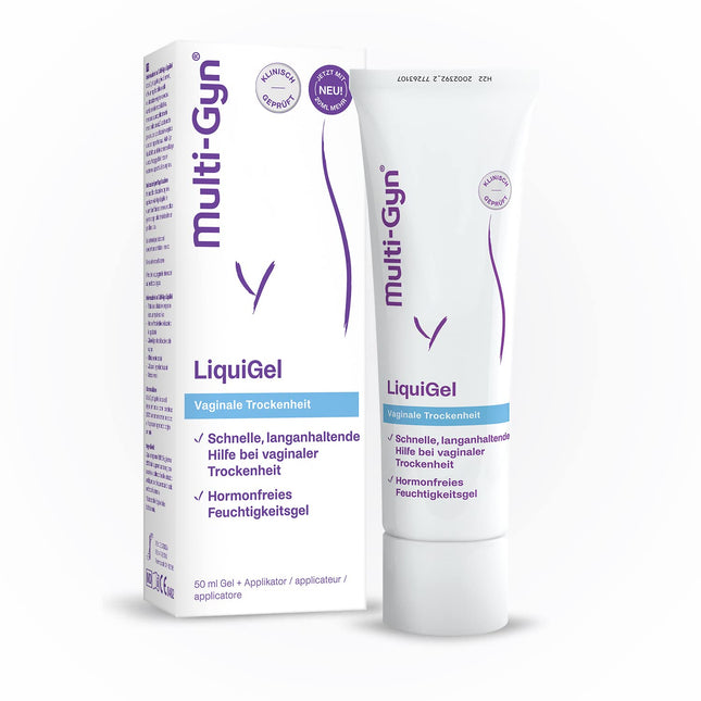 Multi-Gyn LiquiGel ar aplikatoru tūlītējai atvieglošanai no maksts sausuma, sāpēm, niezes vai kairinājuma – bez hormoniem ar dabīgām sastāvdaļām – 50 ml