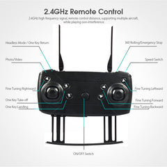 WiFi drons, RC FPV drons ar 720P HD aerokameru, salokāms kvadrokopters ar 360° rotējošu bezgalvas režīmu, bērniem, pieaugušajiem un dronu iesācējiem