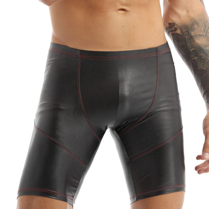 iEFiEL vīriešu bokseršorti, apakšbikses, biksītes, hipsteri, lakota āda, mitrā izskata vīriešu apakšveļa, melna, ML, XL, XXL, melna, XXL